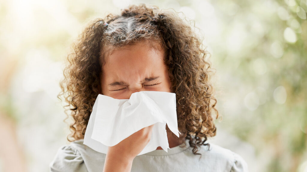 Child suffering with sinus, allergies