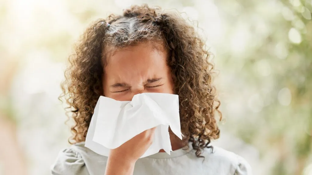 Child suffering with sinus, allergies