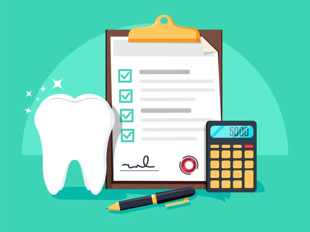 Dental checklist with tooth and calculator